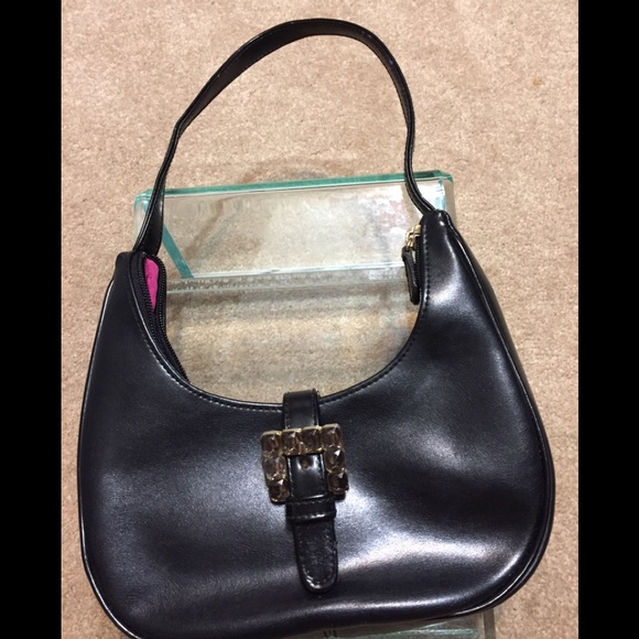 Liz Claiborne Handbags - LIZ CLAIBORNE small black bag w/bling buckle